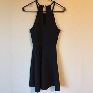 Mossimo Textured Fit and Flare Little Black Mini Dress Keyhole Back